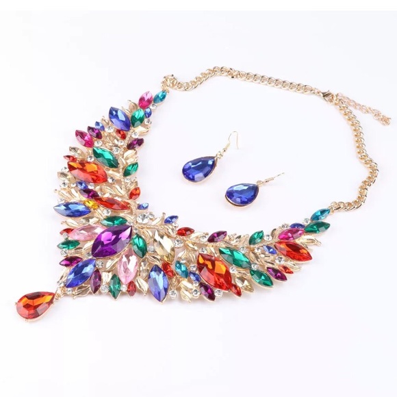 ✨Colorful Rhinestone Crystal Necklace Jewelry Set✨ - Picture 6 of 9